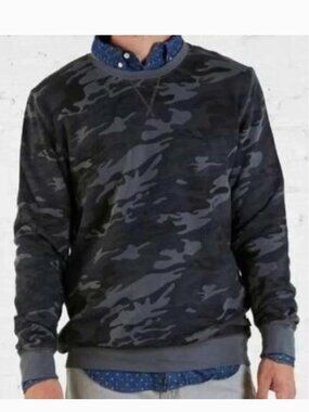 Adam Levine Sweatshirt Mens S Blue Camouflage Crew Terry Long Sleeve